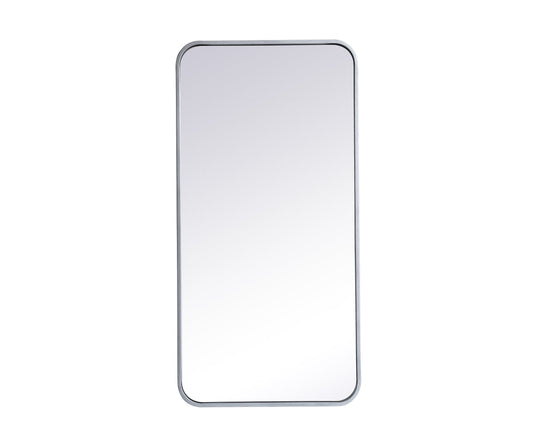 Soft corner metal rectangular mirror 18x36 inch in Silver