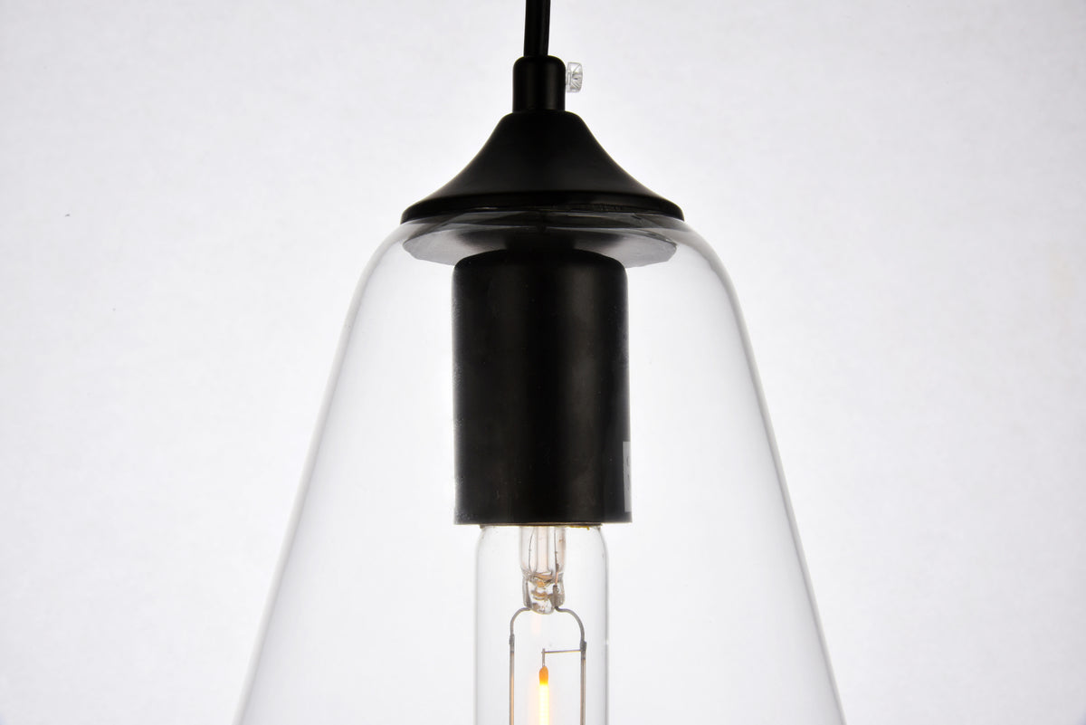 Placido Collection Pendant D5.9 H14.2 Lt:1 Black and Clear Finish