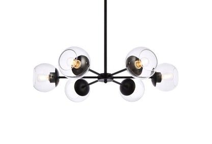 Briggs 30 inch pendant in black with clear shade