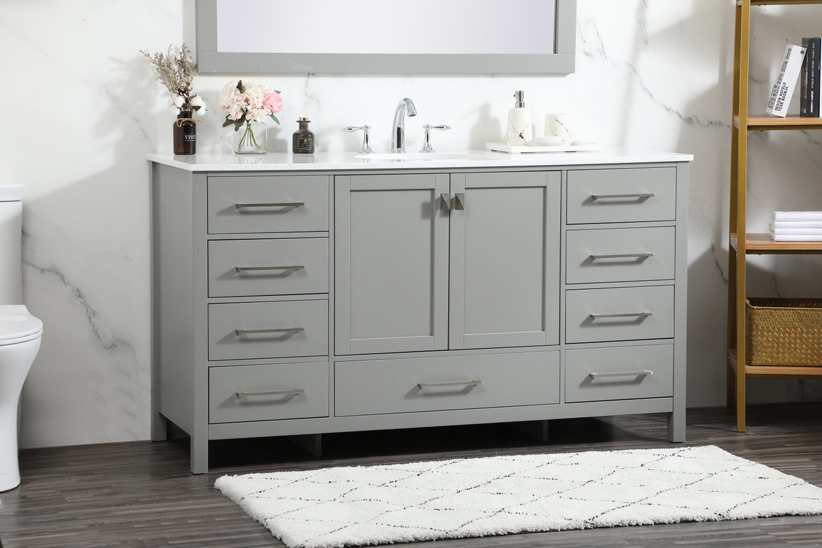 60 inch Single bathroom vanity in grey