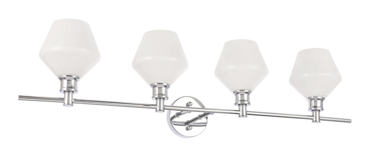 Gene 4 light Chrome and Frosted white glass Wall sconce
