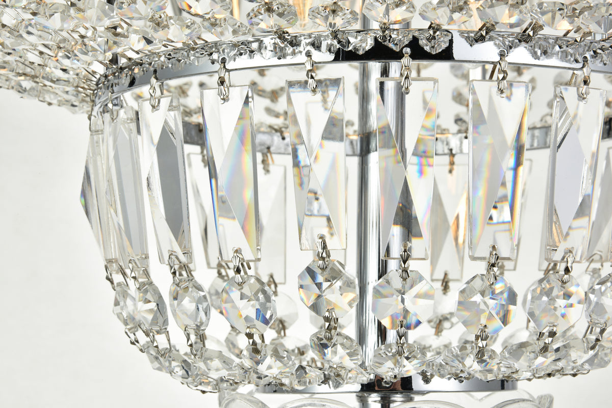 Tranquil 10 light Chrome Flush Mount Clear Royal Cut Crystal