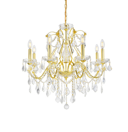 St. Francis 8 light Gold Chandelier Clear Royal Cut Crystal