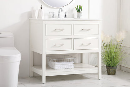 36 inch Single bathroom vanity in white
