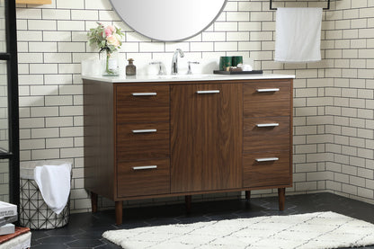 48 inch bathroom vanity in Walnut with backsplash