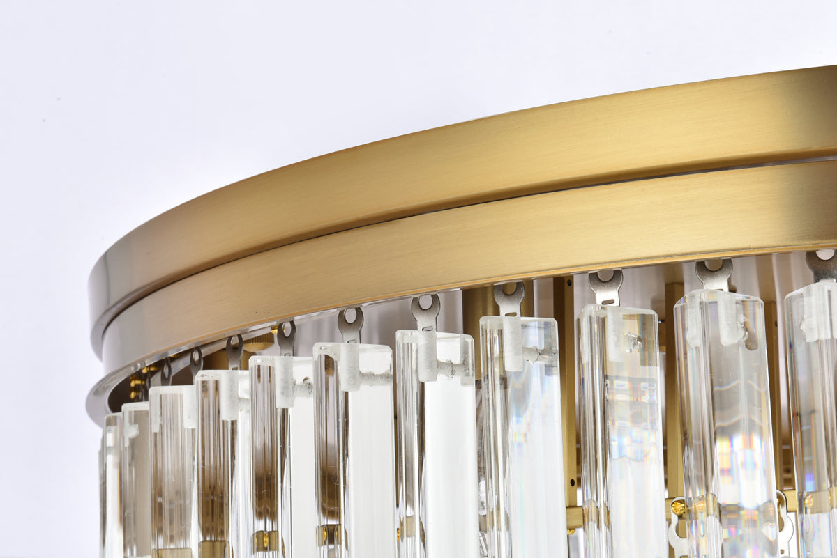 Sydney 32 inch round crystal flush mount in satin gold