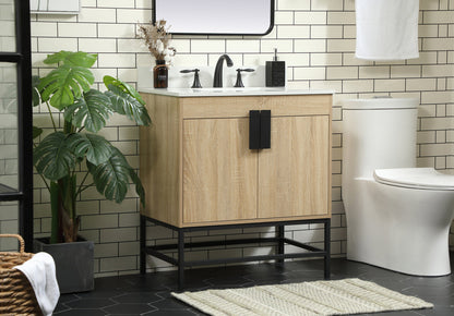 30 inch Single bathroom vanity in mango wood with backsplash