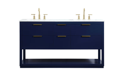 60 inch Single bathroom vanity in blue