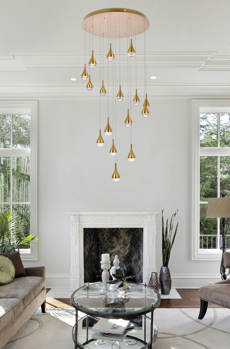 Amherst 36 inch LED chandelier in satin gold