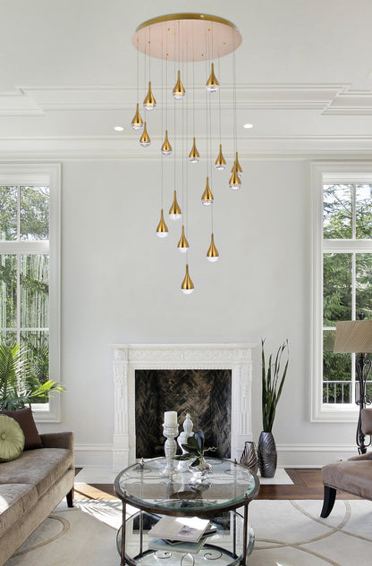 Amherst 36 inch LED chandelier in satin gold