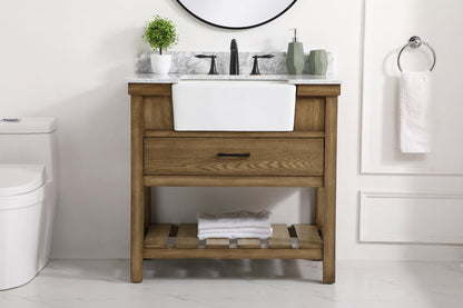 36 inch Single bathroom vanity in driftwood with backsplash