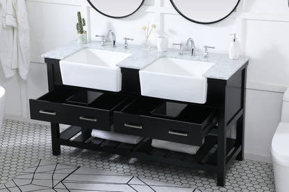 60 inch double bathroom vanity in black