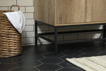 36 inch Single bathroom vanity in natural oak with backsplash