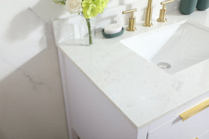 36 inch Single bathroom vanity in white with backsplash