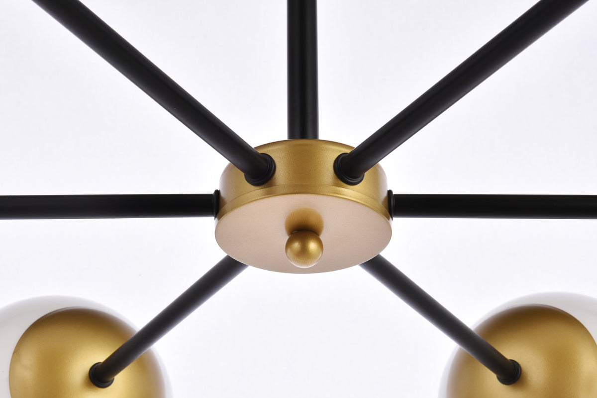 Briggs 30 inch pendant in black and brass with white shade