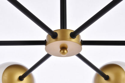 Briggs 30 inch pendant in black and brass with white shade