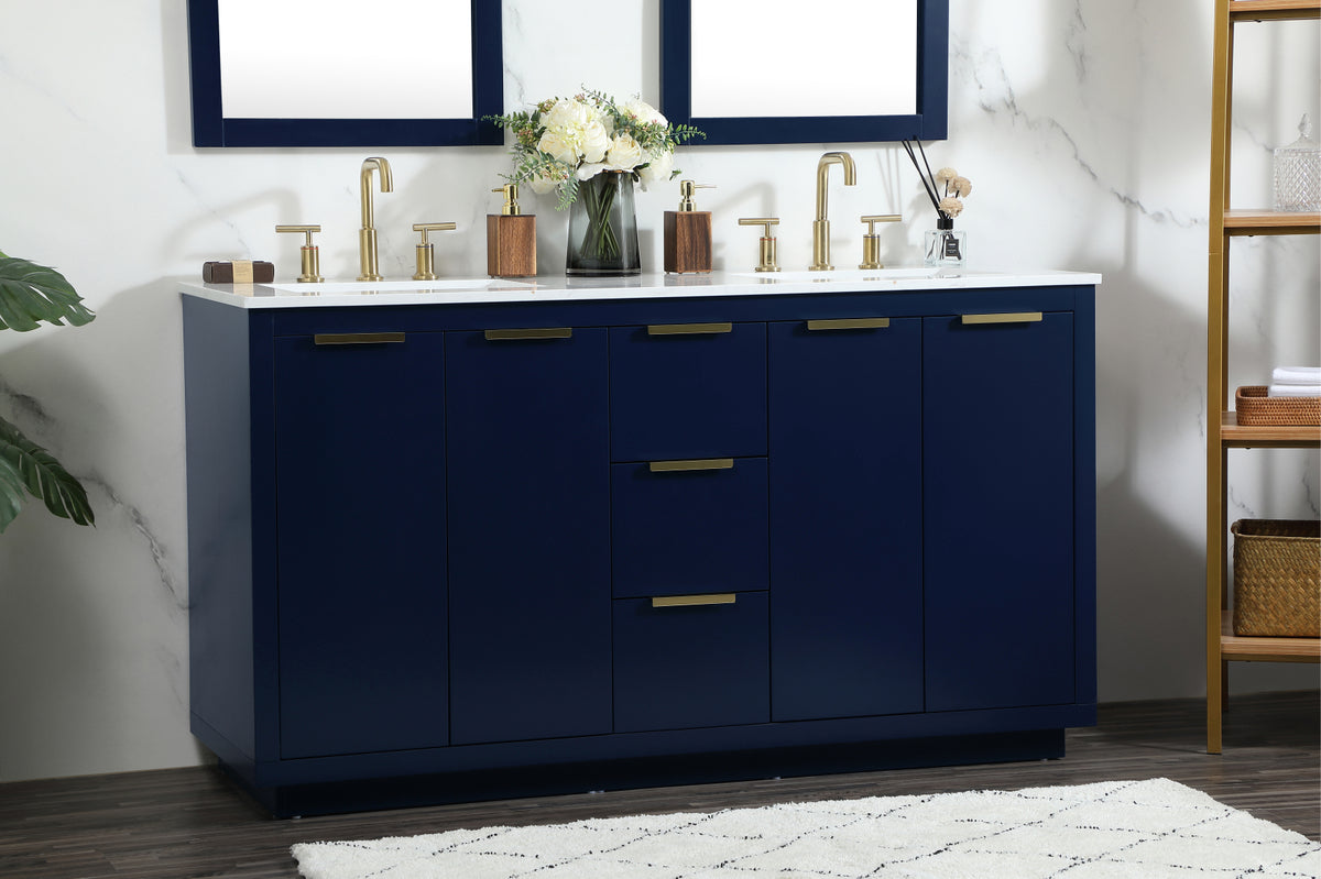 60 inch double bathroom vanity in blue