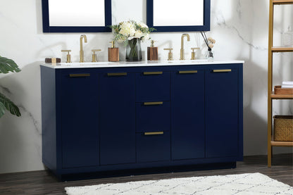 60 inch double bathroom vanity in blue
