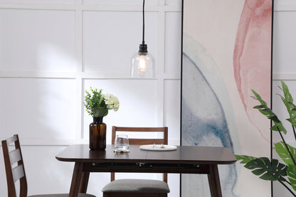 Gabe 1 light Black and Clear seeded glass pendant