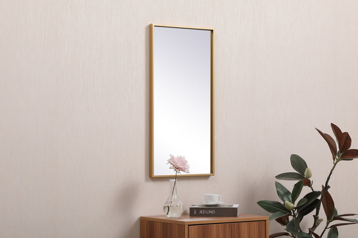 Metal frame rectangle mirror 14x28 inch in brass