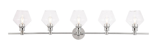 Gene 5 light Chrome and Clear  glass Wall sconce