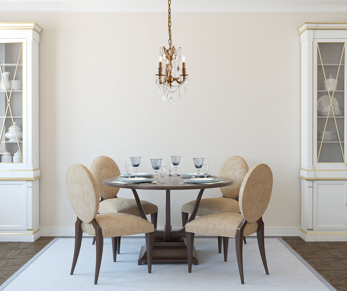 Rosalia 3 light French Gold Pendant Clear Royal Cut Crystal