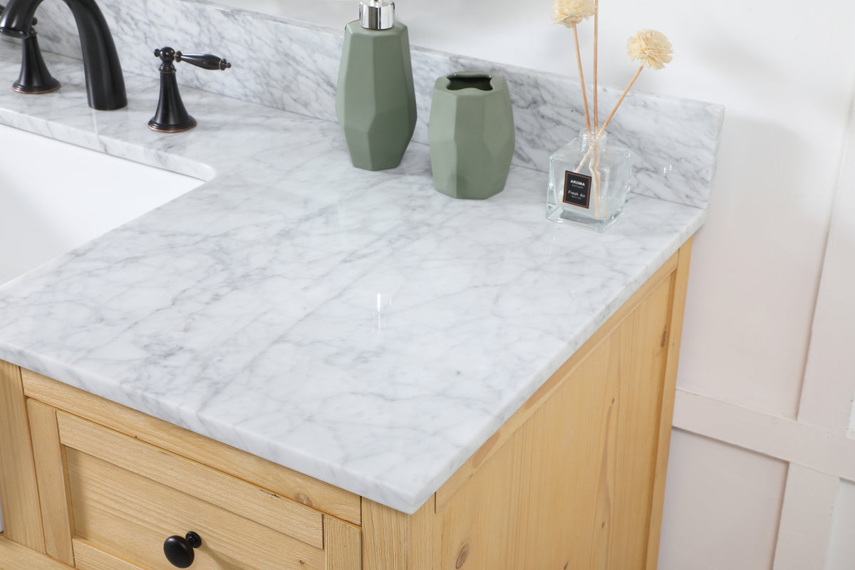 42 inch Single bathroom vanity in natural wood with backsplash