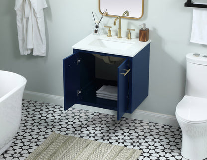 24 inch Single bathroom vanity in blue