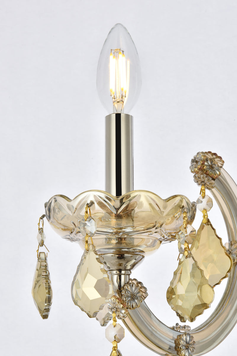 Maria Theresa 1 light Golden Teak Wall Sconce Golden Teak (Smoky) Royal Cut Crystal