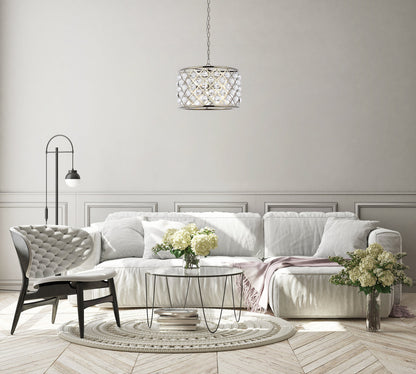 Madison 6 light polished nickel Pendant Clear Royal Cut Crystal