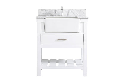 30 inch Single bathroom vanity in white with backsplash