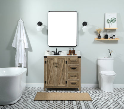 36 inch Single bathroom vanity in natural oak with backsplash
