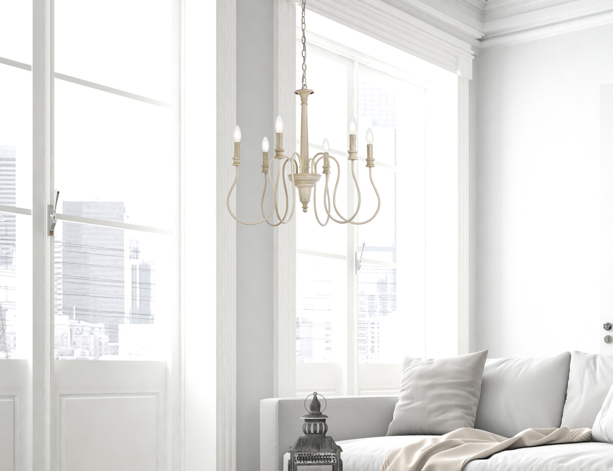 Flynx 6 lights pendant in weathered dove