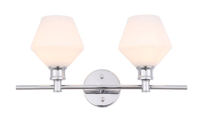 Gene 2 light Chrome and Frosted white glass Wall sconce