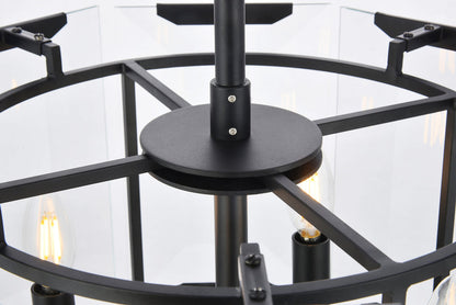 Monaco 4 light Flat Black (Matte) Pendant Clear Glass Crystal