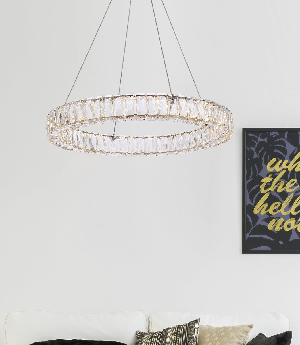 Monroe 26 inch LED round Single pendant in gold