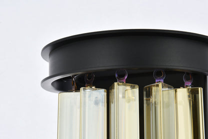 Sydney 2 light Matte Black Wall Sconce Golden Teak (Smoky) Royal Cut Crystal
