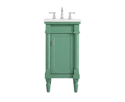 18.5 inch Single Bathroom vanity in vintage mint with ivory white engineered marble