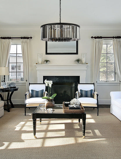 Sydney 10 light Matte Black Chandelier Silver Shade (Grey) Royal Cut Crystal