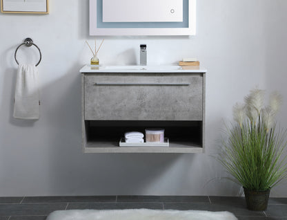 30 inch  Single Bathroom Floating Vanity in Concrete Grey