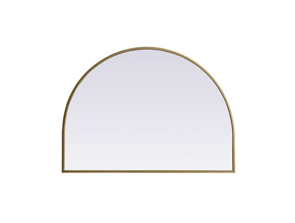 Metal Frame Arch Mirror 33x24 Inch in Brass