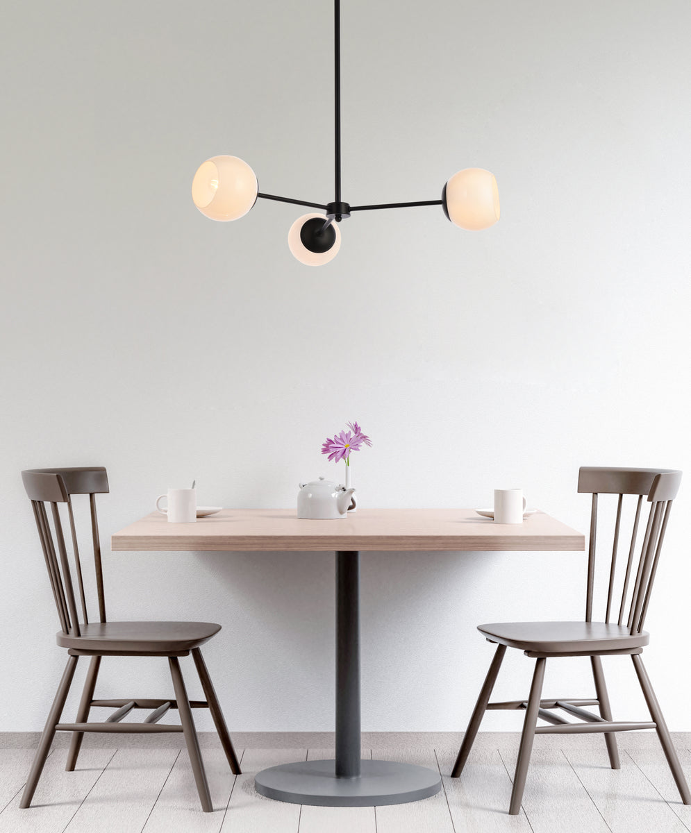 Briggs 32 inch pendant in black with white shade