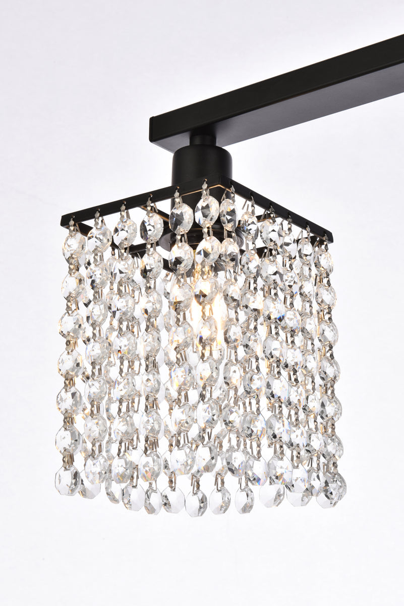 Phineas 3 lights bath sconce in black with clear crystals