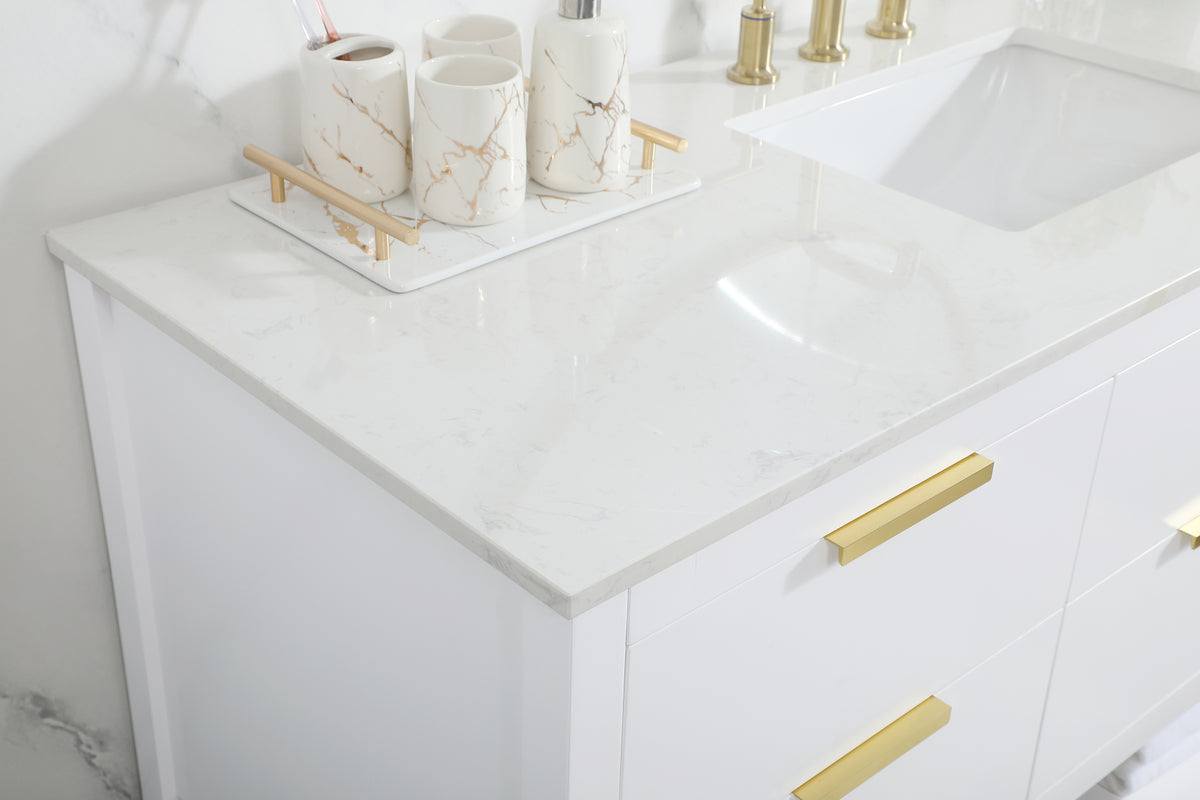 60 inch Single bathroom vanity in white