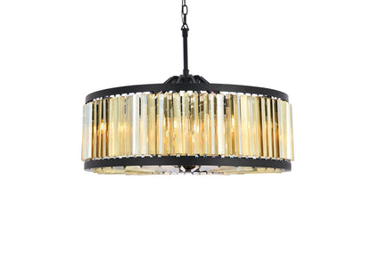 Chelsea 10 light Matte Black Chandelier Golden Teak (Smoky) Royal Cut Crystal