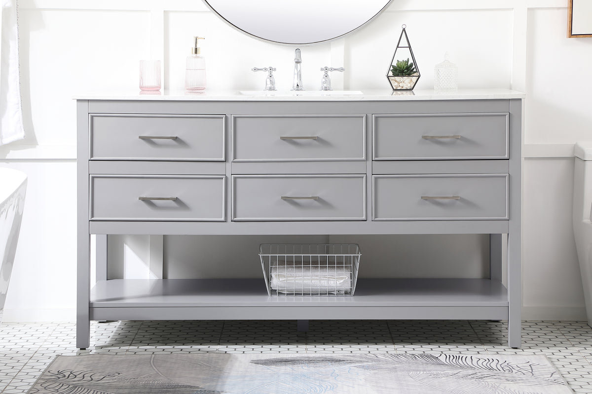 60 inch Single bathroom vanity in gray