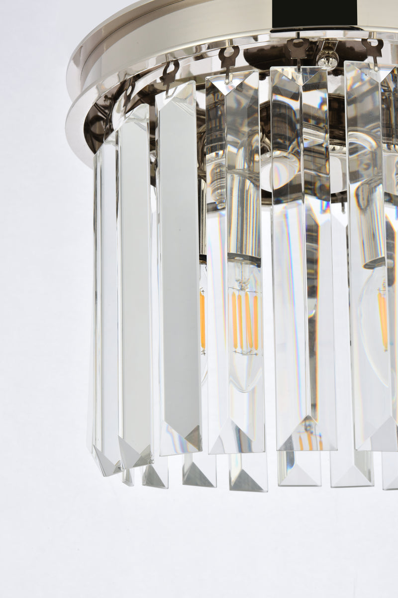 Sydney 3 light polished nickel Pendant Clear Royal Cut Crystal