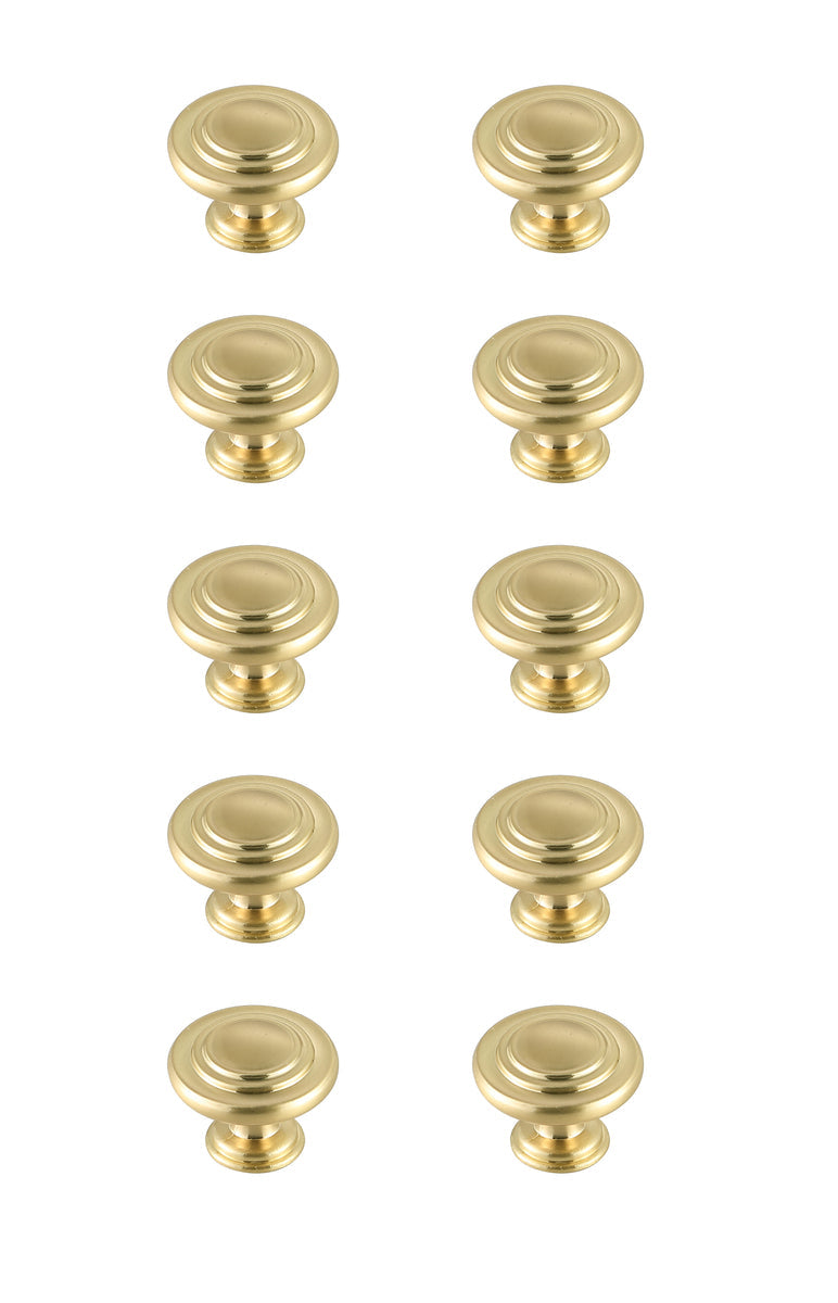 Minu 1.3" Diameter Brushed Gold Mushroom Knob Multipack (Set of 10)