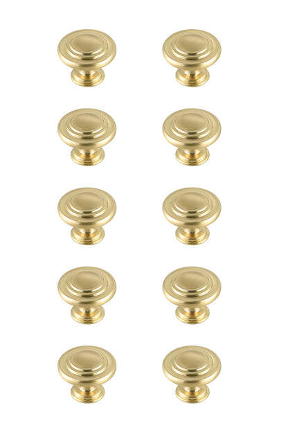 Minu 1.3" Diameter Brushed Gold Mushroom Knob Multipack (Set of 10)