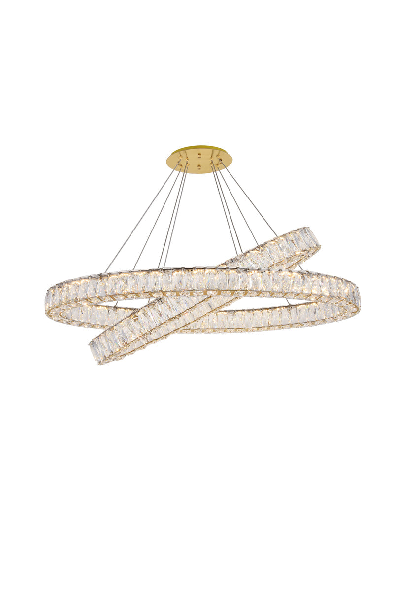 Monroe Integrated LED light Gold Chandelier Clear Royal Cut Crystal